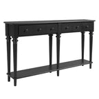 Consolle stretta vintage con contenitore, tavolino da ingresso in legno con 4 cassetti e ripiano aperto per ingressi, soggiorni e corridoi