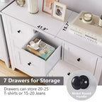 Comò a 7 cassetti per camera da letto, cassettiera in legno, organizer, ampio comò moderno per soggiorno,