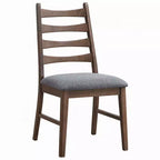 Set di 2 sedie da pranzo Royal Hampton, con schienale a doghe, sedile in lino grigio scuro, marrone