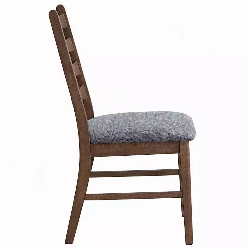 Set di 2 sedie da pranzo Royal Hampton, con schienale a doghe, sedile in lino grigio scuro, marrone