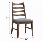 Set di 2 sedie da pranzo Royal Hampton, con schienale a doghe, sedile in lino grigio scuro, marrone
