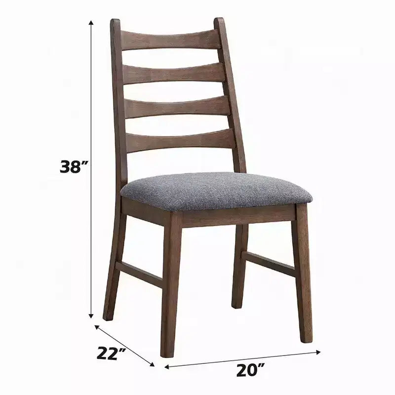 Set di 2 sedie da pranzo Royal Hampton, con schienale a doghe, sedile in lino grigio scuro, marrone