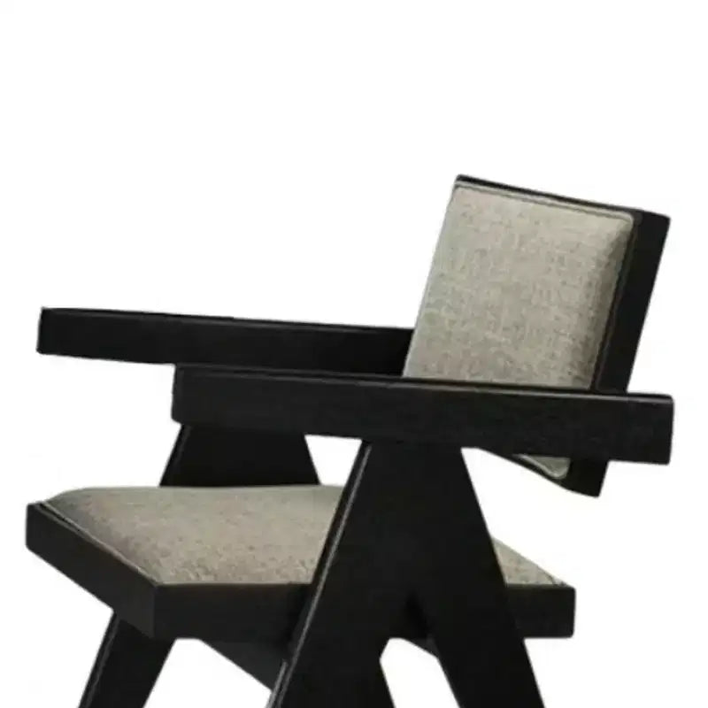 Set di 2 sedie da pranzo Royal Hampton, braccioli curvi, gambe posteriori angolate, tessuto grigio