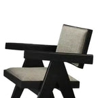 Set di 2 sedie da pranzo Royal Hampton, braccioli curvi, gambe posteriori angolate, tessuto grigio