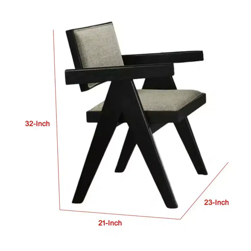 Set di 2 sedie da pranzo Royal Hampton, braccioli curvi, gambe posteriori angolate, tessuto grigio