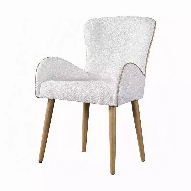 Royal Hampton Set di 2 sedie, Bouclé bianco, Imbottitura morbida, Gambe in legno marrone