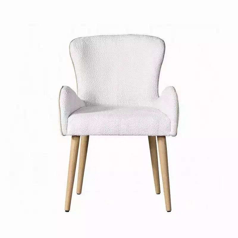 Royal Hampton Set di 2 sedie, Bouclé bianco, Imbottitura morbida, Gambe in legno marrone
