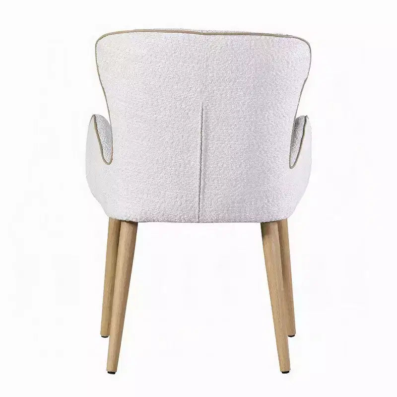 Royal Hampton Set di 2 sedie, Bouclé bianco, Imbottitura morbida, Gambe in legno marrone