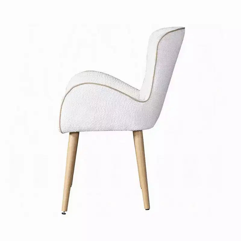 Royal Hampton Set di 2 sedie, Bouclé bianco, Imbottitura morbida, Gambe in legno marrone