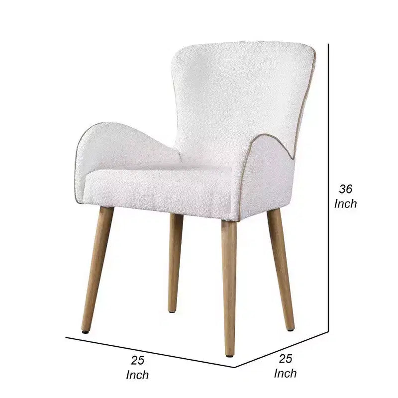 Royal Hampton Set di 2 sedie, Bouclé bianco, Imbottitura morbida, Gambe in legno marrone