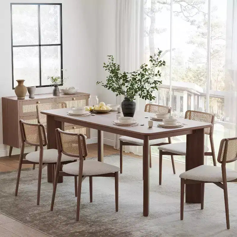 Tavolo da Pranzo in Legno Dovelina 67 Tavolo da Cucina Moderno di Metà Secolo Tavolo da Pranzo per 6 Persone - Noce