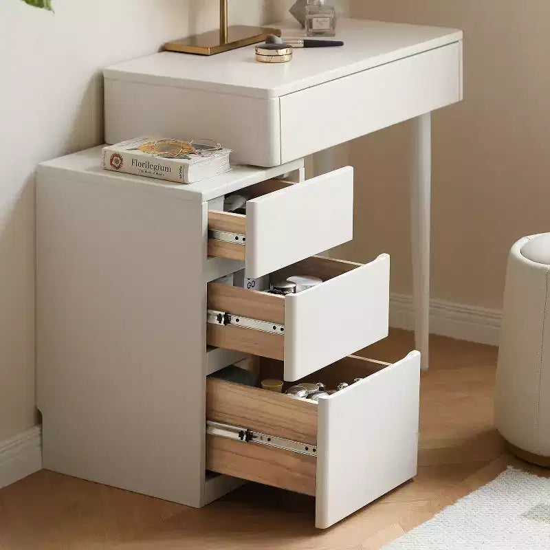 GDFStudio Soren Tavolo da toeletta moderno in legno con 4 cassetti e sgabello