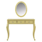 Consolle Tocador de Lujo con 3 Cajones para Almacenamiento, Espejo Ovalado Montado en la Pared, Elegante Estación de Belleza para Dormitorio, Tocador, Salón