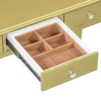 Consolle Tocador de Lujo con 3 Cajones para Almacenamiento, Espejo Ovalado Montado en la Pared, Elegante Estación de Belleza para Dormitorio, Tocador, Salón
