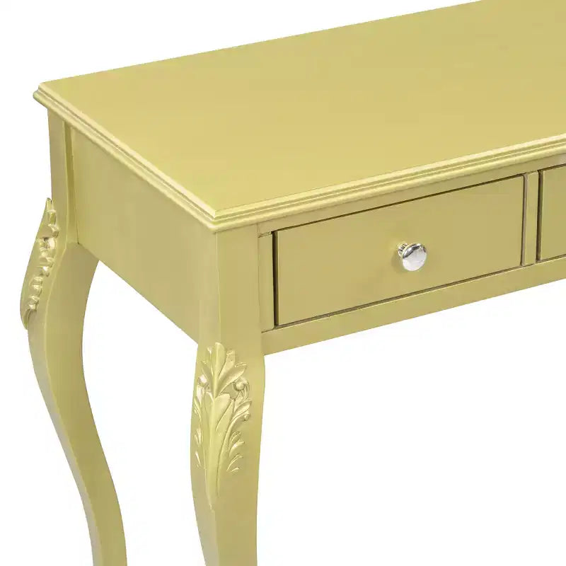 Consolle Tocador de Lujo con 3 Cajones para Almacenamiento, Espejo Ovalado Montado en la Pared, Elegante Estación de Belleza para Dormitorio, Tocador, Salón