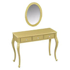 Consolle Tocador de Lujo con 3 Cajones para Almacenamiento, Espejo Ovalado Montado en la Pared, Elegante Estación de Belleza para Dormitorio, Tocador, Salón