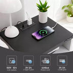 COZONY Comodino con Stazione di Ricarica, 2 Prese CA e 2 Porte USB, Tavolino da Comodino Industriale con 2 Cassetti per Camera da Letto