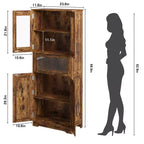 Mobile Dispensa da Cucina Alto 67" con Ante in Vetro, Ripiani Regolabili, Cassetto, per Bagno, Sala da Pranzo, Soggiorno