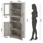 Mobile Dispensa da Cucina Alto 67" con Ante in Vetro, Ripiani Regolabili, Cassetto, per Bagno, Sala da Pranzo, Soggiorno