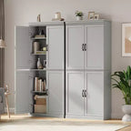 Mobile Dispensa da Cucina Autoportante, Armadio Alto con Ante e Ripiani Regolabili, per Bagno, Sala da Pranzo, Soggiorno