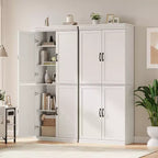 Mobile Dispensa da Cucina Autoportante, Armadio Alto con Ante e Ripiani Regolabili, per Bagno, Sala da Pranzo, Soggiorno