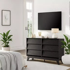Cassettiera a 6 cassetti per camera da letto, Comò da 120 cm stile Mid-Century, Cassettiera in legno/Mobile TV, per camera da letto, soggiorno, corridoio