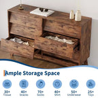 Cassettiera a 6 cassetti per camera da letto, Comò da 120 cm stile Mid-Century, Cassettiera in legno/Mobile TV, per camera da letto, soggiorno, corridoio