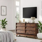 Cassettiera a 6 cassetti per camera da letto, Comò da 120 cm stile Mid-Century, Cassettiera in legno/Mobile TV, per camera da letto, soggiorno, corridoio
