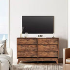 Cassettiera a 6 cassetti per camera da letto, Comò da 120 cm stile Mid-Century, Cassettiera in legno/Mobile TV, per camera da letto, soggiorno, corridoio