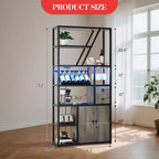 Mobile bar per vini, Mobiletto alto per caffè, Supporto per microonde con contenitore, Mobiletto bar per caffè in stile rustico con portabottiglie e portabicchieri
