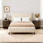 LuxenHome Comodino Moderno Mid-Century, Comodino Noce da 20" con Bordo Curvo, Comodino Marrone Scuro con Cassetti