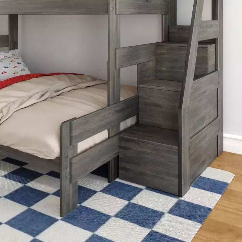 Max & Lily Modern Farmhouse Letto a castello Twin XL sopra Queen con scala
