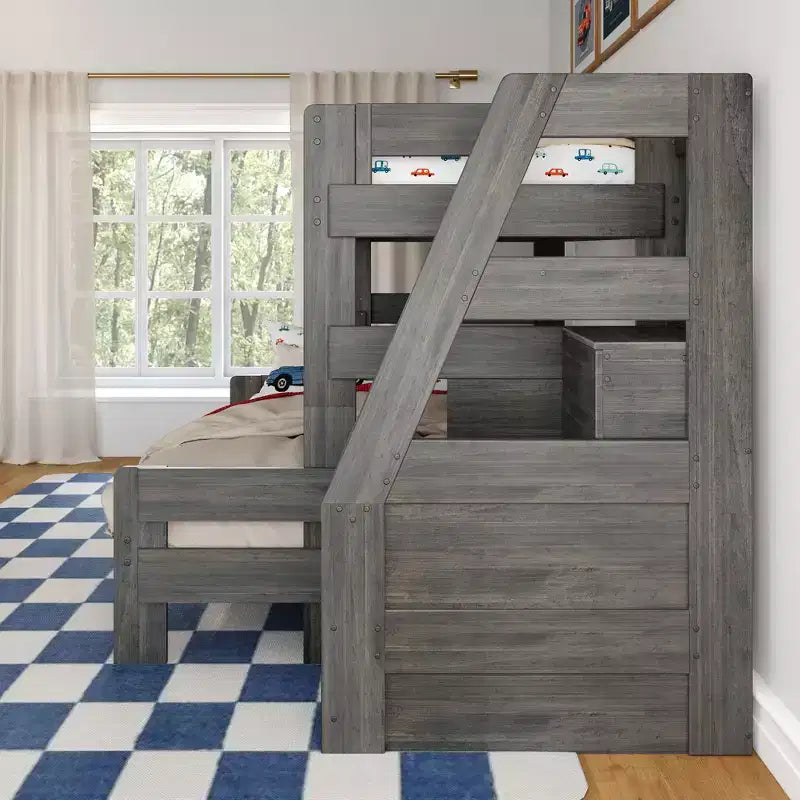 Max & Lily Modern Farmhouse Letto a castello Twin XL sopra Queen con scala