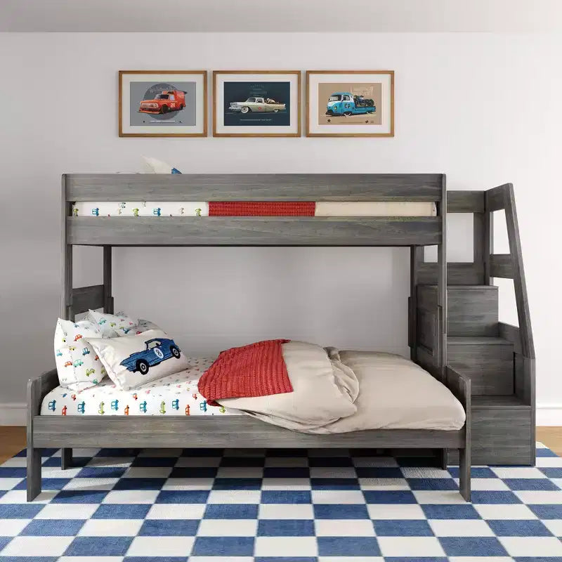 Max & Lily Modern Farmhouse Letto a castello Twin XL sopra Queen con scala