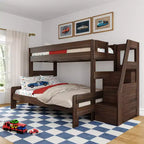 Max & Lily Modern Farmhouse Twin XL Over Queen Bunk Bed With Staircase