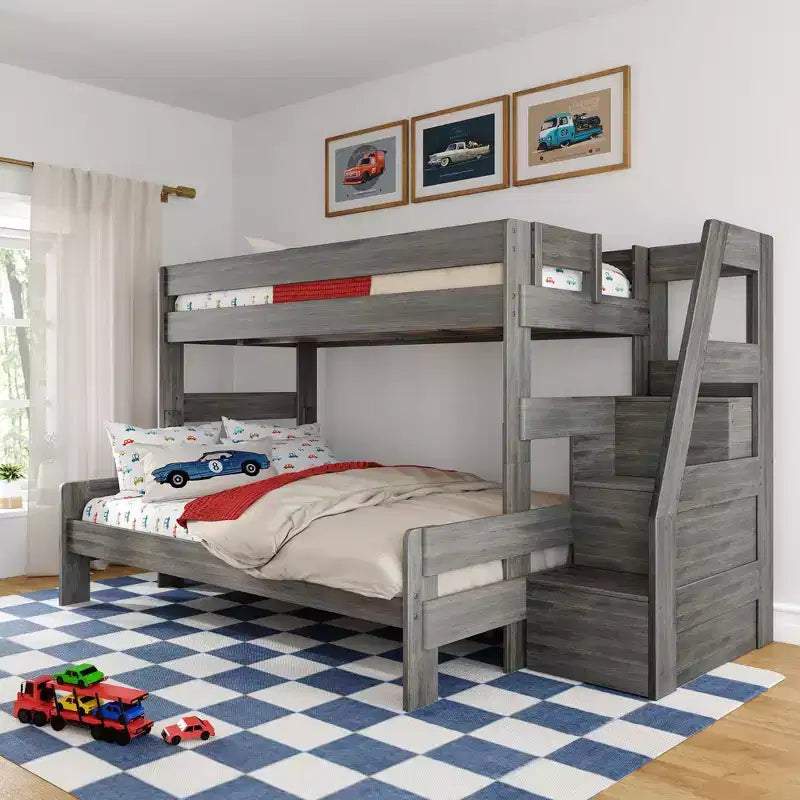 Max & Lily Modern Farmhouse Letto a castello Twin XL sopra Queen con scala