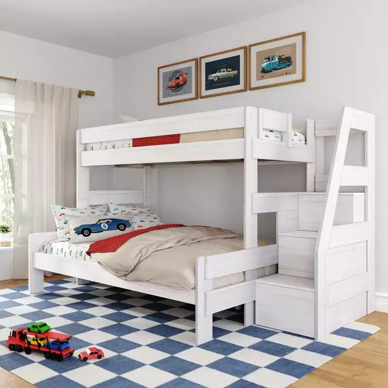 Max & Lily Modern Farmhouse Letto a castello Twin XL sopra Queen con scala