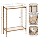 Tavolino rettangolare Prisha Kate and Laurel, 18x8x25, oro