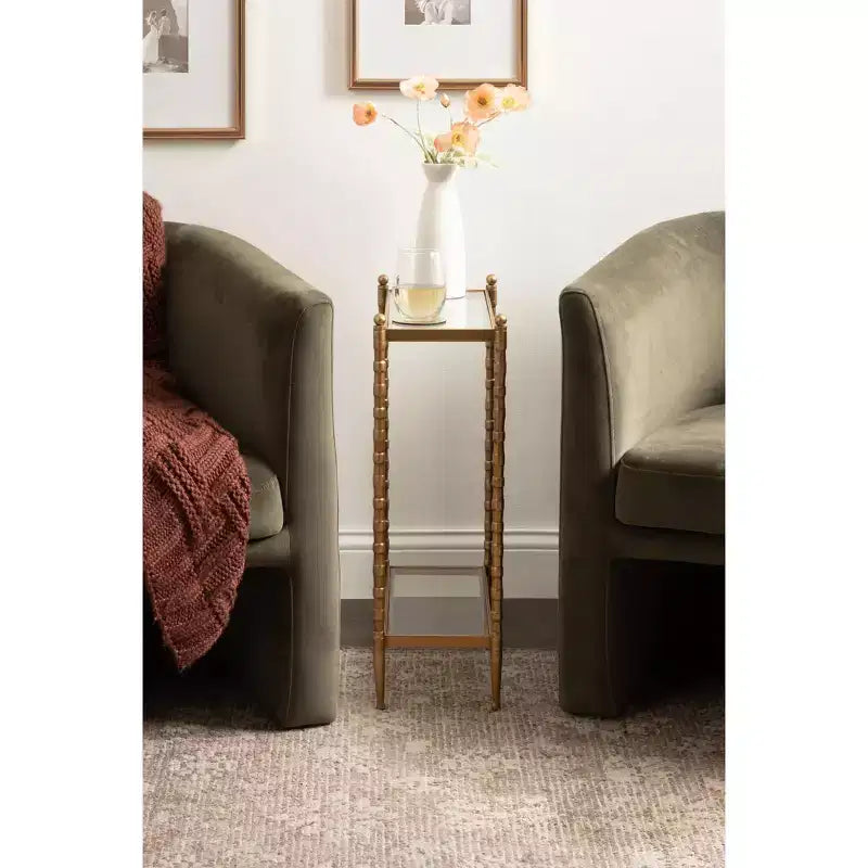 Tavolino rettangolare Prisha Kate and Laurel, 18x8x25, oro