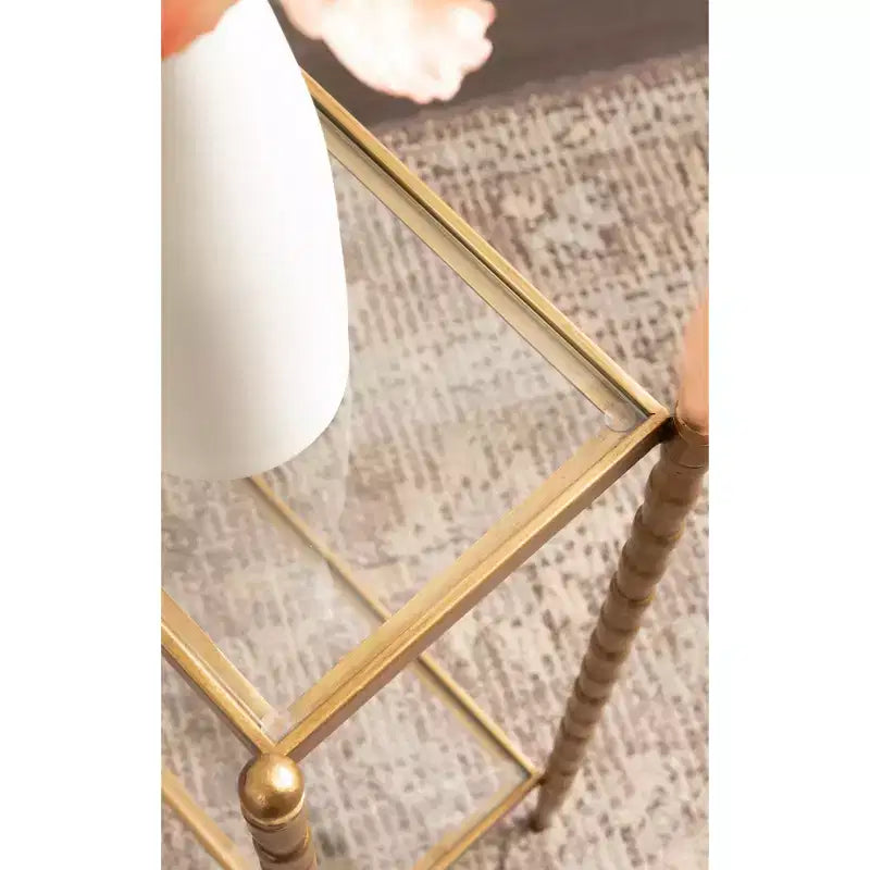 Tavolino rettangolare Prisha Kate and Laurel, 18x8x25, oro