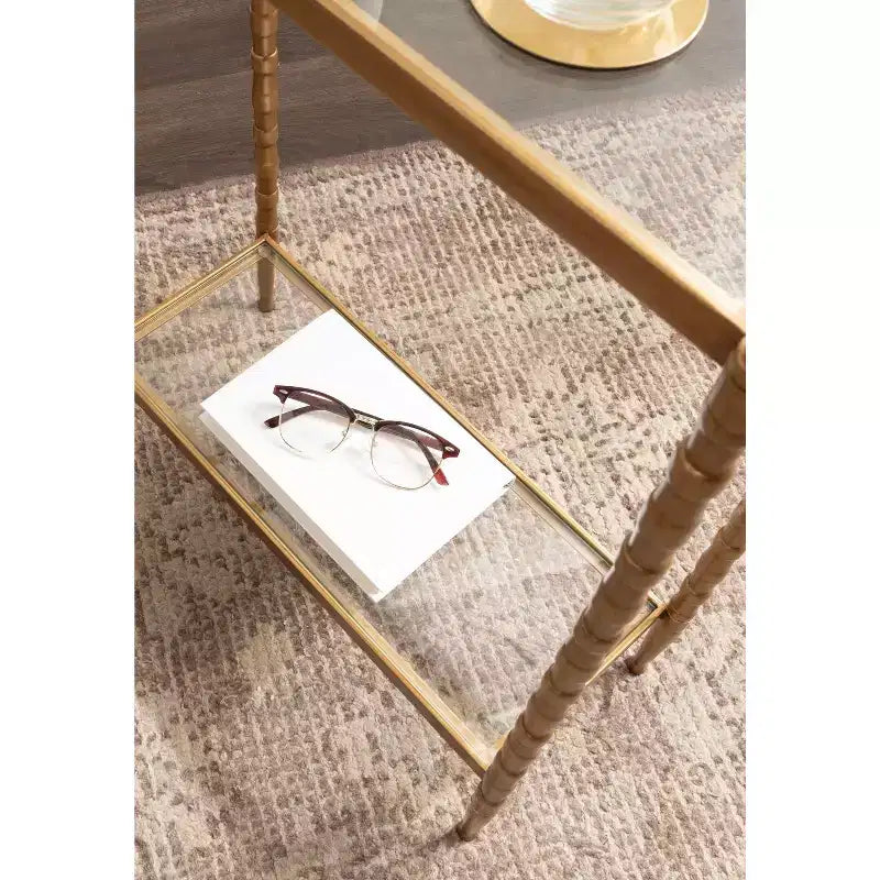 Tavolino rettangolare Prisha Kate and Laurel, 18x8x25, oro