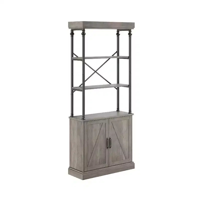 Libreria Industriale Rustica con Ante - Scaffale in Legno e Metallo Alto 188 cm con Mobile Contenitore per Salotto, Ufficio, Camera da Letro, Biblioteca