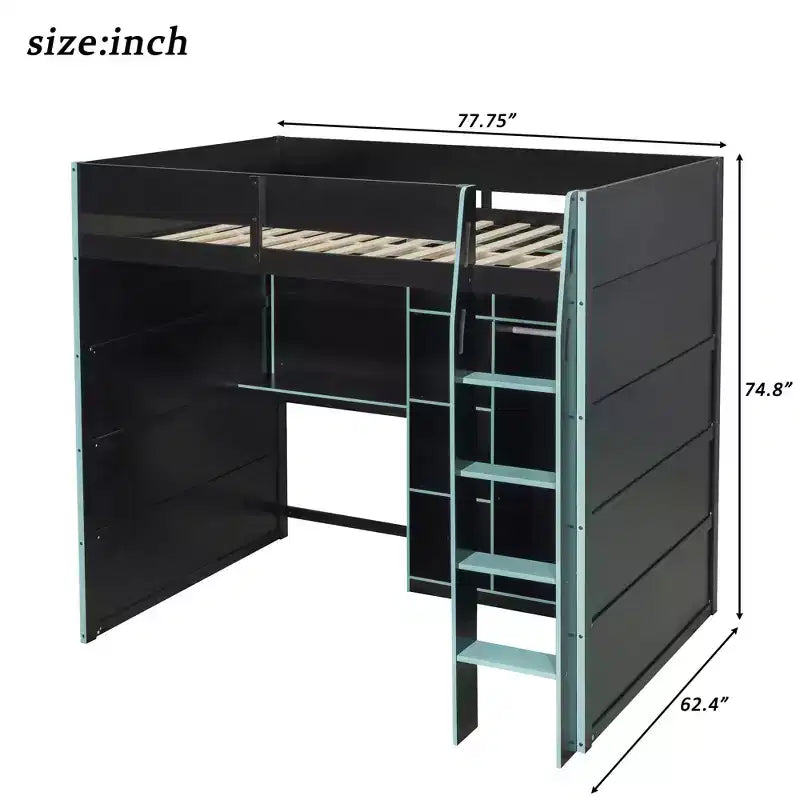 Luxystar Letto a soppalco con scrivania, luci RGB e contenitore, letto salvaspazio a una piazza e mezza per ragazzi e adulti