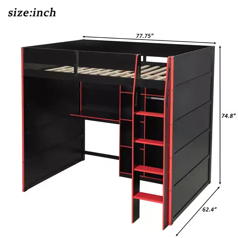 Luxystar Letto a soppalco con scrivania, luci RGB e contenitore, letto salvaspazio a una piazza e mezza per ragazzi e adulti