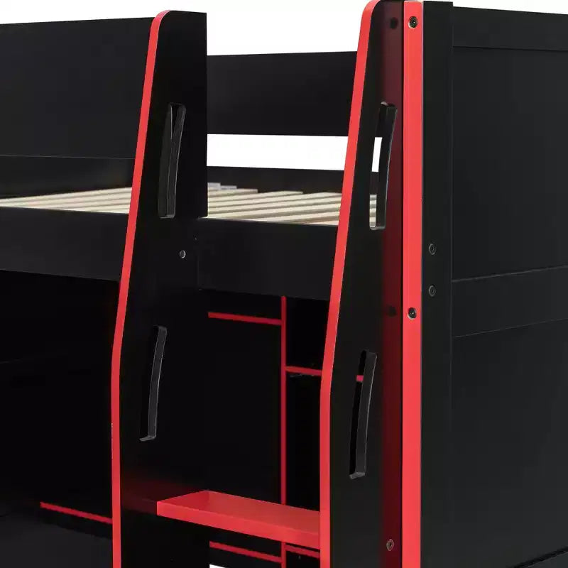 Luxystar Letto a soppalco con scrivania, luci RGB e contenitore, letto salvaspazio a una piazza e mezza per ragazzi e adulti