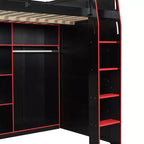 Luxystar Letto a soppalco con scrivania, luci RGB e contenitore, letto salvaspazio a una piazza e mezza per ragazzi e adulti