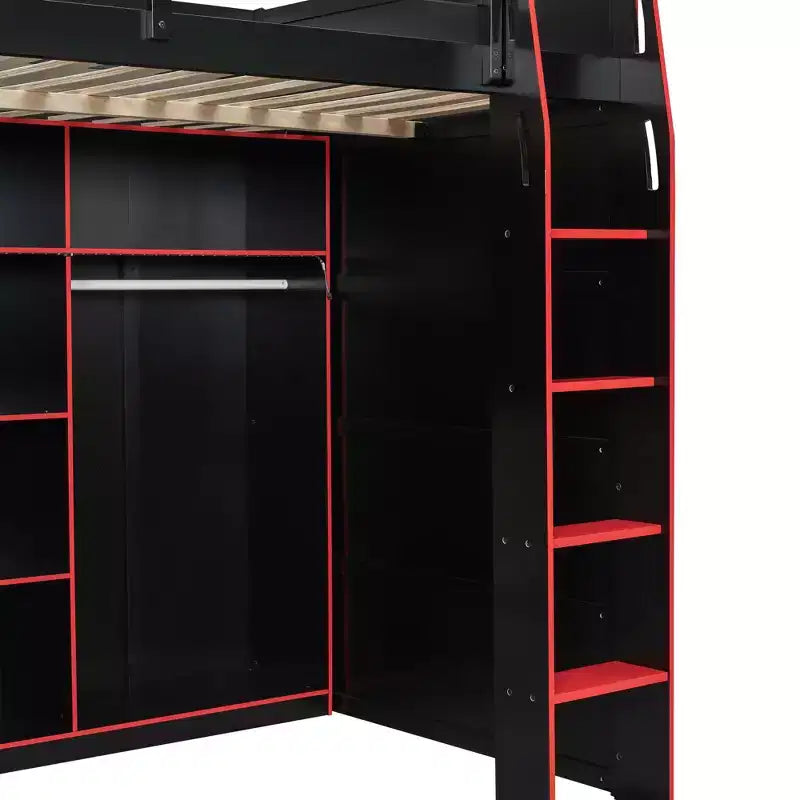 Luxystar Letto a soppalco con scrivania, luci RGB e contenitore, letto salvaspazio a una piazza e mezza per ragazzi e adulti
