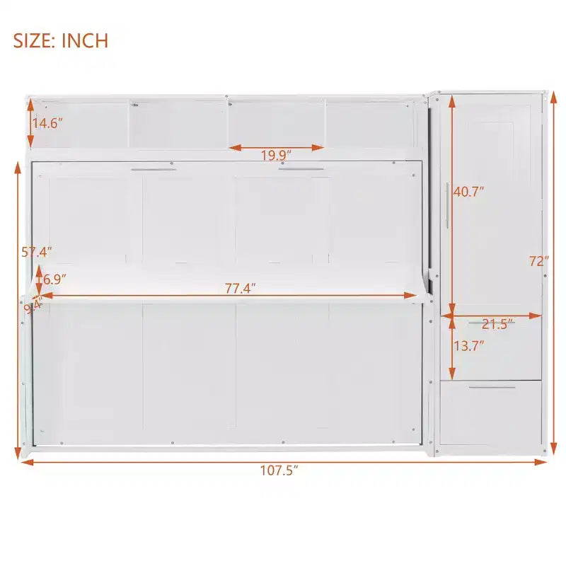 Letto a scomparsa matrimoniale/queen, letto a mobile in legno con armadio e cassetti, letto pieghevole per camera degli ospiti, camera piccola