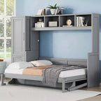 Letto a scomparsa matrimoniale/queen, letto a mobile in legno con armadio e cassetti, letto pieghevole per camera degli ospiti, camera piccola