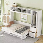 Letto a scomparsa matrimoniale/queen, letto a mobile in legno con armadio e cassetti, letto pieghevole per camera degli ospiti, camera piccola